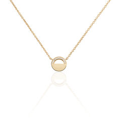 Collier Celeste Plaque Or Cercle Oxydes