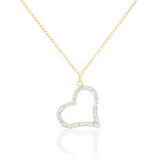 Collier Or Jaune C?Ur Et Strass 45cm - Colliers Femme | Marc Orian