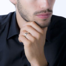 Bague Acier Bicolore Plaque Or Mini