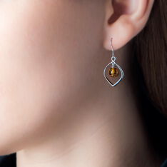 Boucles D'Oreilles Argentlosange Ambre