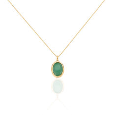 Collier Plaque Or Veina  Aventurine Verte