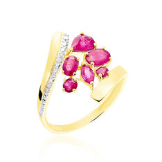 Bague Floraison Or Bicolore Rubis Diamant