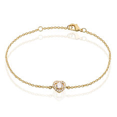 Bracelet Alais Plaque Or C?Ur Oxydes