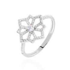 Bague Or Blanc Kaelia Fleur Ajouree Oxydes