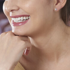 Boucles D'Oreilles Puces Or Blanc Coeur