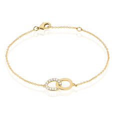 Bracelet  Plaque Or Jaune Et Oxydes