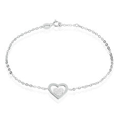 Bracelet Argent Rhodie Amour Coeur Oxyde