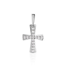 Pendentif Or Blanc Oxydes Croix Croix