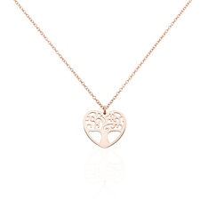 Collier Aimable Argent Rhodie Rose Arbre De Vie Coeur - Colliers Femme | Marc Orian