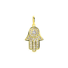 Pendentif Or Jaune Main De Fatma Oxyde