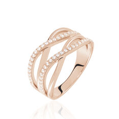 Bague Argent Rose Vague Entrelace Oxyde