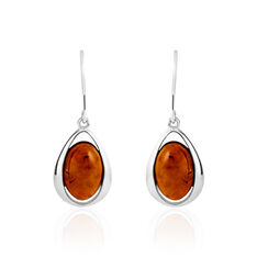 Boucles D'Oreilles Argent Goutte Ambre