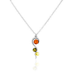 Collier Argent Ambre