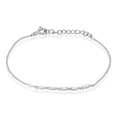 Bracelet Argent Rhodie Saphir Oxyde Navette