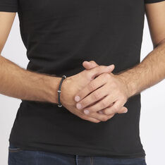 Bracelet Acier Cuir Tresse 3 Cylindres