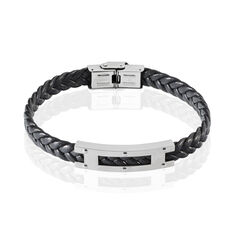 Bracelet Acier Cuir Tresse