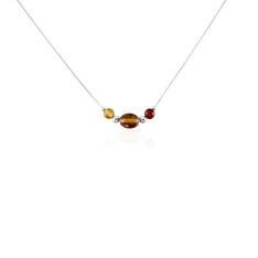 Collier Argent Ambre Multicolores - Colliers Femme | Marc Orian