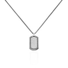 Collier Acier Vieilli Joan Plaque Gravee