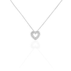 Collier Or Blanc C?Ur Et Oxydes 42cm