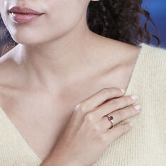 Bague Or Rose Alionka Solitaire Accompagne Rhodolite