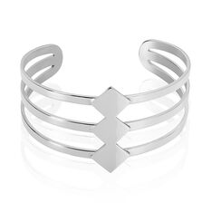 Jonc Acier Ouvert Triple Rangs Losanges