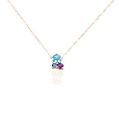 Collier Or Rose Bonbon 1 Topaze Blue - Colliers Femme | Marc Orian