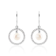 Boucles D'Oreilles Argent Rhodie Marina Pendante Oxyde