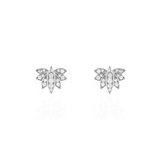 Boucles D'Oreilles Argent Rhodie Iziaa Puce Feuille Papyrus Oxyde