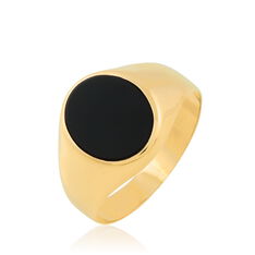 Chevaliere Or Jaune Ovale Onyx