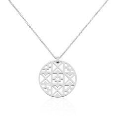Collier Acier Pastille Motifs Geometriques