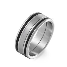 Bague Acier Et Resine Noire