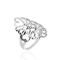 Bague Argent Rhodie Arabesque Diamantee