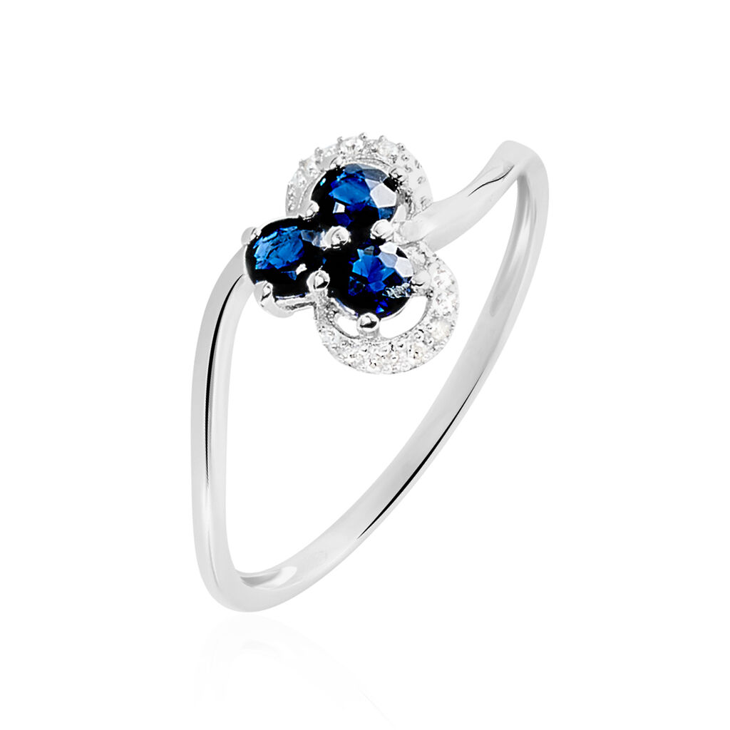 Bague Or Blanc Orchidea Forme Fleur Saphir B3dfbsb577n Marc