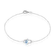 Bracelet Argent Rhodie Main De Fatma Oxyde