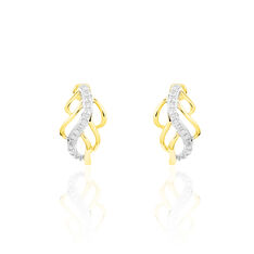 Boucles D'Oreilles Or Bicolore Milica Feuilles Ajourees