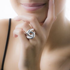 Bague Argent Rhodie Entrelacee