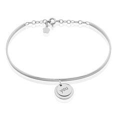 Bracelet Jonc Argent Rhodie Love You