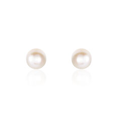 Boucles D'Oreilles Puces Or Jaune Perle