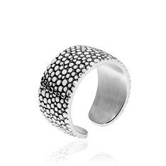 Bague Acier Ouverte Effet Python Laque