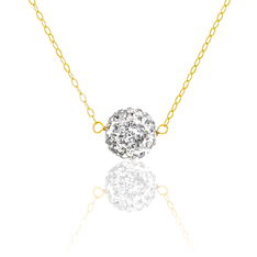 Collier Or Jaune Boule Et Strass 45cm - Colliers Femme | Marc Orian