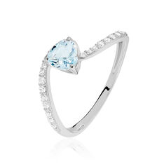 Bague Or Blanc Topaze Oxyde C?Ur