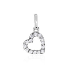 Pendentif Or Blanc Coeur Oxydes