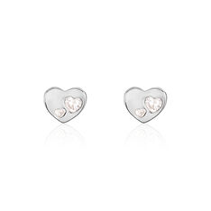 Boucles D'Oreilles Puces Or Blanc Coeur