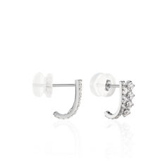 Boucles D'Oreilles Or Blanc Demi Creoles