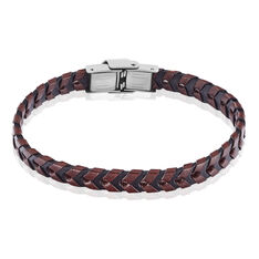 Bracelet Acier Cuir Tresse