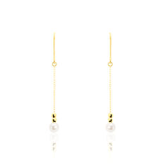Boucles D'Oreilles Or Jaune Perles - Boucles d'oreilles Pendantes Femme | Marc Orian