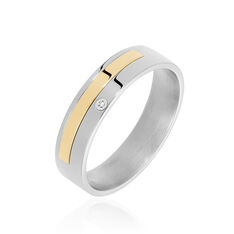 Bague Or Jaune Acier Et 1 Diamant 0.005 - Bagues Homme | Marc Orian
