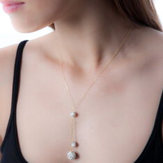 Collier Or Jaune Et Boules Strass 45cm - Colliers Femme | Marc Orian