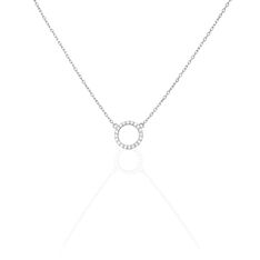 Collier Lim Or Blanc Cercle Et Oxyde