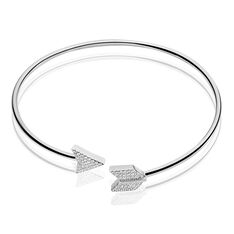 Jonc Argent Rhodie Fleche Ouverte Oxyde